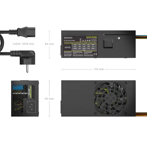 Fuente Alimentacion TFX 500W con Cable de Alimentacion OEM, Negra - Imagen 3