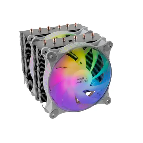 Disipador CPU, Doble Torre Refrigeración, 6 Heatpipes HCT, TDP 300 W, 2 Ventiladores ARGB PWM 12 cm, MCPUXTW, Color Blanco - Imagen 1