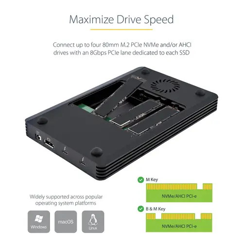 Caja Thunderbolt 3&trade  de 4 Bahías NVMe M.2 para SSD, con 1 Puerto de Vídeo DisplayPort y 2 Thunderbolt 3, 40gbps, con Fuente de Poder de 72W, Caja Externa para Disco Duro - Imagen 10