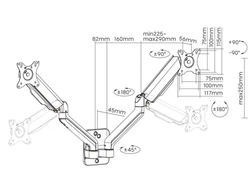 Soporte de pared para monitor doble de 17"-32 - Imagen 9