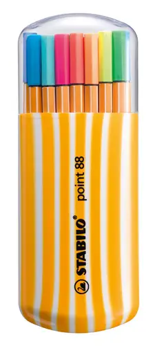 point 88 rotulador de punta fina Fino Negro, Azul, Marrón, Verde, Lila, Ocre, Naranja, Oliva pálido, Rosa, Rojo, Turquesa, Violeta, Amarillo 20 pieza(s) - Imagen 1