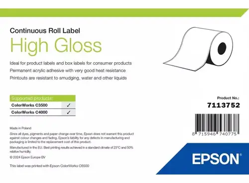 High Gloss Label - Continuous Roll: 102mm x 33m - Imagen 1