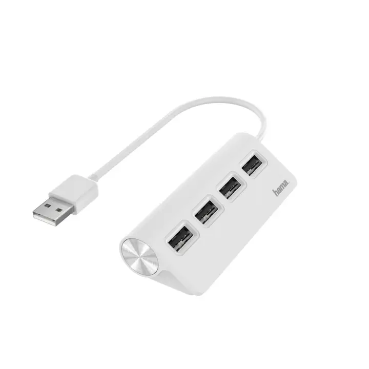 USB HUB con 4 Puertos (Concentrador USB con rápida Transferencia de Datos, Adaptador multipuertos USB. 4 en 1), Color Blanco