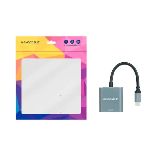 Conversor USB-C a VGA, USB-C/M-VGA/H, Aluminio, Gris, 10 cm - Imagen 4