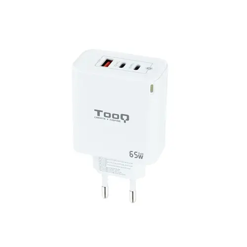 Cargador de Pared GaN 2USB-C/PD + USB-A/QC 65W, Blanco - Imagen 1