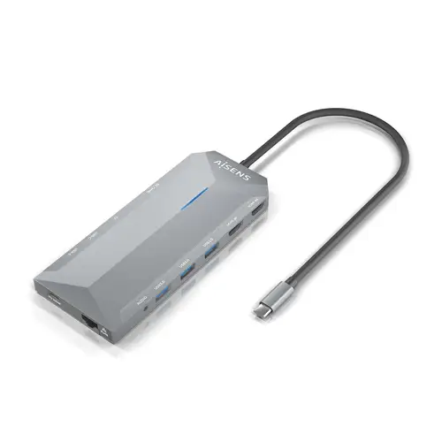 USB-C Dock 12 En 1, USB-C A 2xHDMI, 1xRJ45, 3xUSB-A, 2xUSB-C, 1xUSB-C PD, 1xAudio, 1xSD, 1xMicro SD, Gris, 30cm - Imagen 2