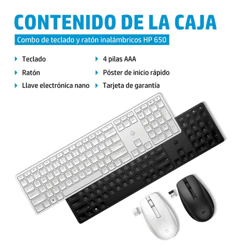 Combo de teclado y ratón inalámbricos 650, negro - Imagen 3
