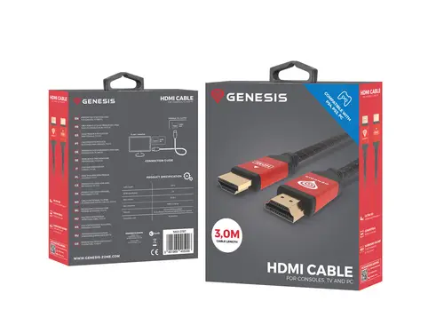 NKA-0787 cable HDMI 3 m HDMI tipo A (Estándar) Negro, Rojo - Imagen 3