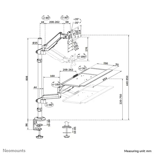 DS90-325BL1 Soporte de sobremesa para puesto de trabajo de pie/sentado 17-32" - resorte de gas - Imagen 16