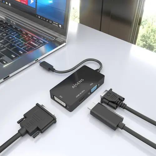 Conversor USB-C A DVI/HDMI/VGA, USB-C/M-DVI/H-HDMI/H-VGA/H, Negro, 15cm - Imagen 6