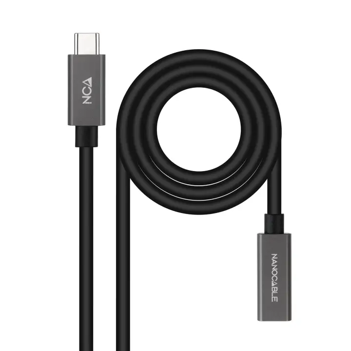 Cable Prolongador USB-C 3.2 Gen2x2 20Gbps 3A, 4K/60Hz, USB-C/M-USB-C/H, Negro, 0.5 m