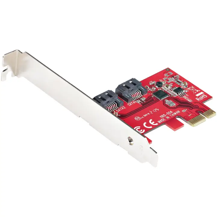 Tarjeta PCIe SATA - Tarjeta PCI Express Controladora de 2 Puertos SATA de 6Gbps - de Perfil Completo o Bajo - Tarjeta Adaptadora PCI Express a SATA - ASM1061 sin RAID