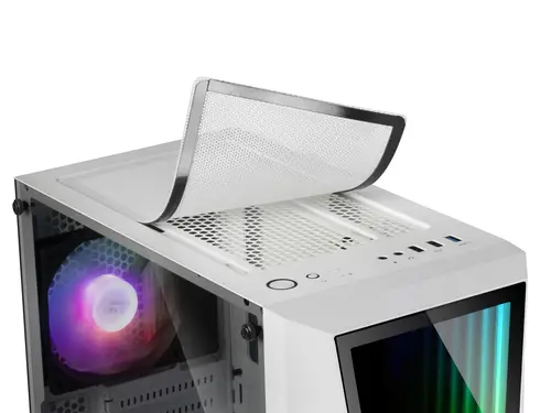 MC777W, Caja PC Gaming, Infinity Mirror ARGB, Cristal Templado, 2xVentilador Chroma ARGB, Blanco - Imagen 4