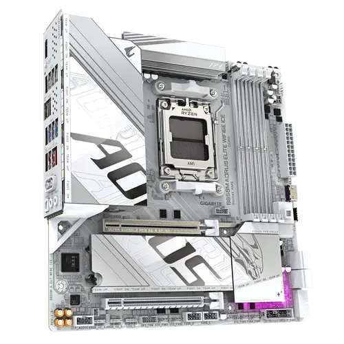 B850M AORUS ELITE WIFI6E ICE Placa Base - Procesadores AMD Ryzen Serie 9000, 12+2+1 fases VRM digitales, hasta 8200MHz DDR5 (OC), 1xPCIe 5.0 + 1xPCIe 4.0 M.2, LAN 2.5, WIFI 7, USB 3.2 Gen 2 - Imagen 3