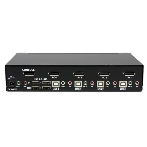 Conmutador Switch KVM 4 puertos Vídeo DisplayPort DP Hub Concentrador USB 2.0 Audio - 2560x1600 - Imagen 3
