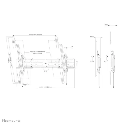 WL35S-950BL19 Soporte de pared robusto 55-110" - inclinable - bloqueable - horizontal y vertical - Imagen 19