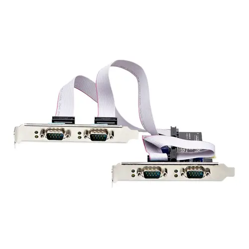 Tarjeta Serie PCI Express de 4 Puertos DB9 - Serial RS232/RS422/RS485 - TAA - UART 16C1050 - ESD de Nivel 4 - con Brackets de Perfil Bajo - Windows Linux - Imagen 2