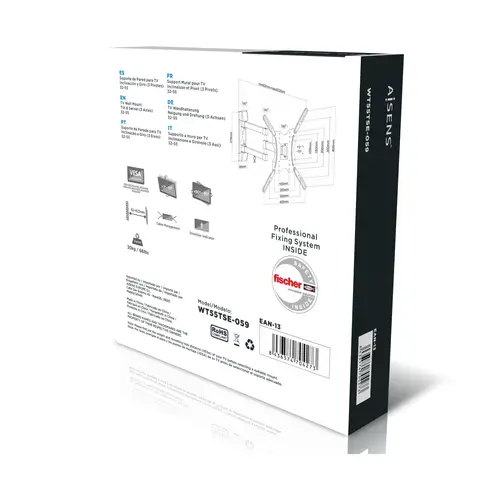 Soporte ECO giratorio, inclinable para monitor/TV 30kg (3 Pivotes) de 32-55, Negro - Imagen 8