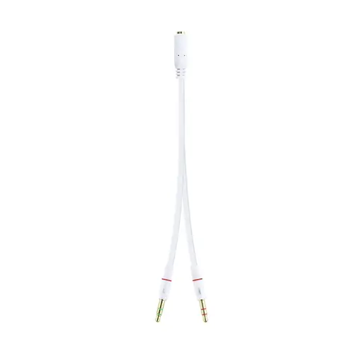 Cable Adaptador Audio Jack 3.5/H de 4 Pines a 2 Jack 3.5/M de 3 Pines, Blanco, 20 Cm - Imagen 2