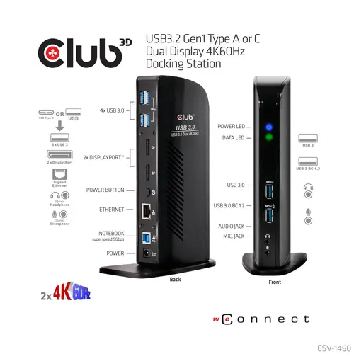 USB3.2 Gen1 Type A or C Dual Display 4K60Hz Docking Station DisplayLink® Certified - Imagen 10