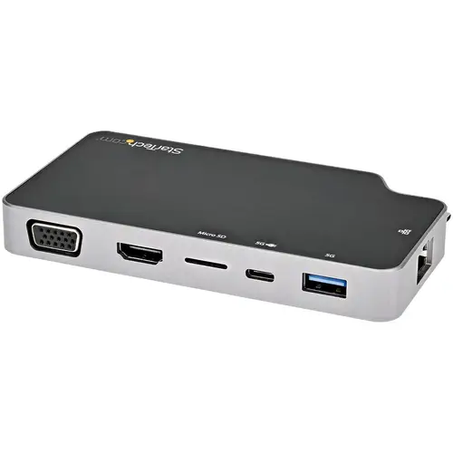 Adaptador Multipuertos USB C - Docking Station USB 3.1 Tipo C a Vídeo HDMI de 4K o VGA - PD Pass-through de 100W - Hub Ladrón USB de 2 Puertos - 10Gbps - Lector MicroSD - GbE - Imagen 1