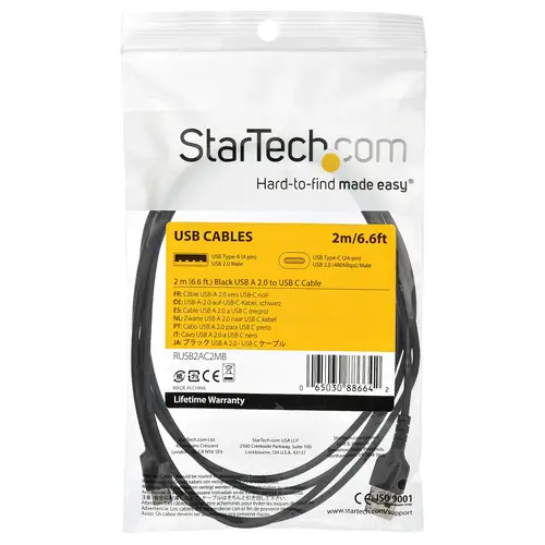 Cable de Carga USB-A a USB-C de 2m - Cable de Carga Rápida y Sincronización USB 2.0 de Servicio Pesado - Cable de Datos USB 2.0- Resistente con Fibra de Aramida - M/M - 3A - Negro - Imagen 6