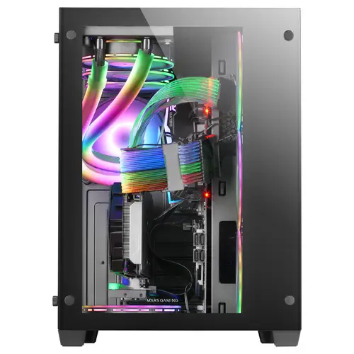 Torre Gaming Custom XXL E-ATX, Ventana Cristal Templado Lateral y Frontal, Estructura Modular Doble Cámara, MCV3, Color Negro - Imagen 2
