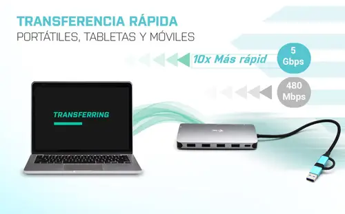 USB 3.0 USB-C/Thunderbolt 3x Display Metal Nano Dock with LAN + Power Delivery 100 W - Imagen 9