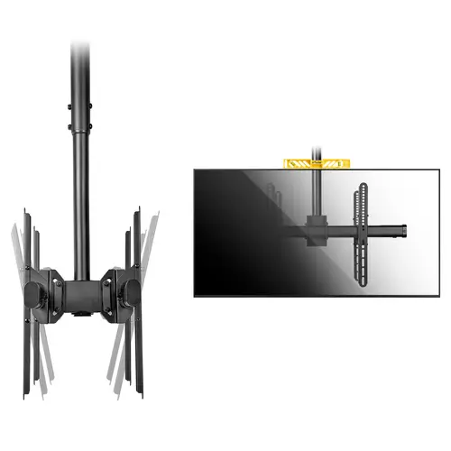 Soporte de Techo para 2 TV - Soporte de Cielo Raso para 2 TV de Espalda a Espalda con Mástil Telescópico Ajustable - Giro Inclinación y Rotación - Soporte VESA para Pantallas de 32" a 75" - Imagen 6