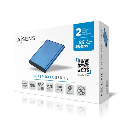 Caja Externa 2,5" ASE-2525BLU 9.5mm SATA a USB 3.0/USB3.1 Gen1, Azul - Imagen 5