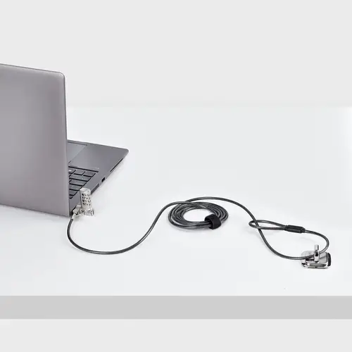 Cable de 2m Universal de Seguridad para Portátiles - Cable con Candado para Portátiles Compatible con Noble Wedge/Nano/K-Slot - Cerradura de Combinación - Anticorte - Antirrobo - Imagen 5