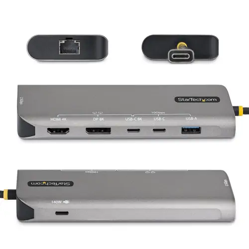 Adaptador Multipuertos USB4 para 2 Pantallas - Sin Controladores para macOS y Windows - PD de Carga de 140W - 4K 144Hz - Hub Ladrón de 3 Puertos USB - Red Ethernet 2,5GbE - Imagen 2