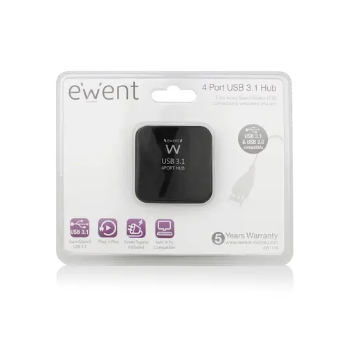 EW1134 hub de interfaz USB 3.2 Gen 2 (3.1 Gen 2) Type-A 5000 Mbit/s Negro - Imagen 3