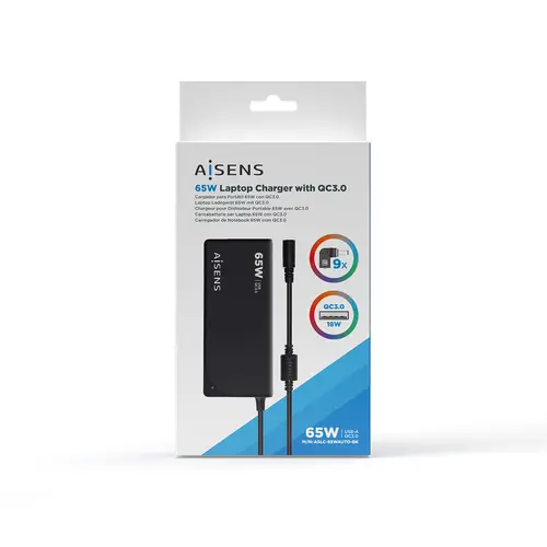 Cargador 65 W Automatico Universal Multitension Para Portatil Con 9 Conectores + USB-A QC.3.0 - Imagen 6