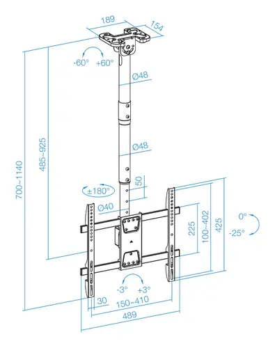 Soporte de Techo para Pantallas 43"-86", Negro - Imagen 8