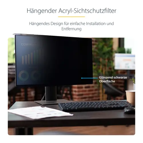 Filtro de Privacidad 16:9 para Monitor de 24" - Colgante - Protector Acrílico de Pantalla - Ángulo de Visión de +/- 30° - Brillante - Imagen 10