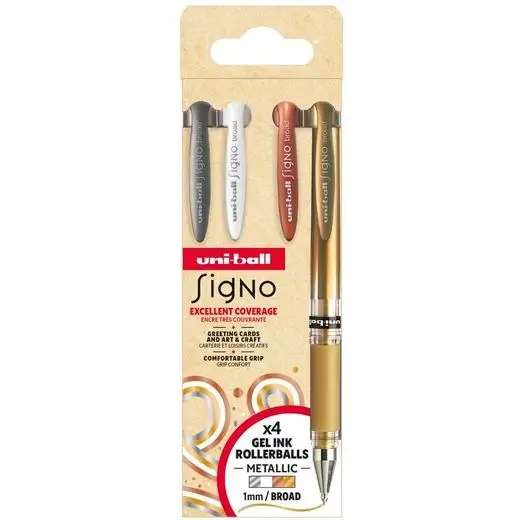 UNIBALL ROLLERBALL SIGNO BROAD UM-153 1.0MM SURTIDO NO.1 SET 4 UD