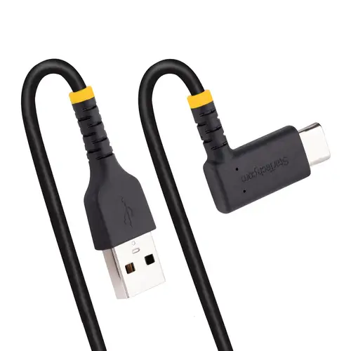 Cable de Carga USB-A a USB-C de 15cm - Cable de Carga Rápida de Servicio Pesado USB Tipo C - Cable USB 2.0 - Cable USB Tipo C Acodado - Resistente con Fibra de Aramida - 3A - Negro - Imagen 6