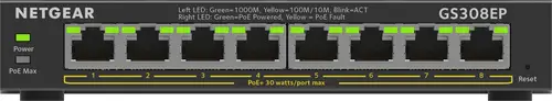 8-Port Gigabit Ethernet PoE+ Plus Switch (GS308EP) Gestionado L2/L3 Gigabit Ethernet (10/100/1000) Energía sobre Ethernet (PoE) Negro - Imagen 1