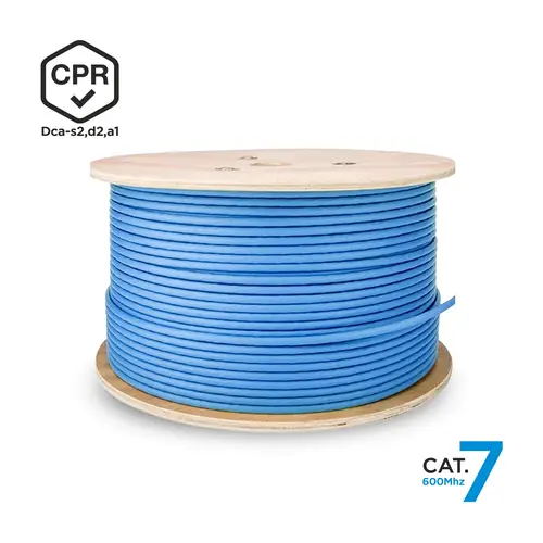 Cable de Red RJ45 LSZH CPR Dca CAT.7 600 MHZ S/FTP AWG23, Azul, 500 m - Imagen 3