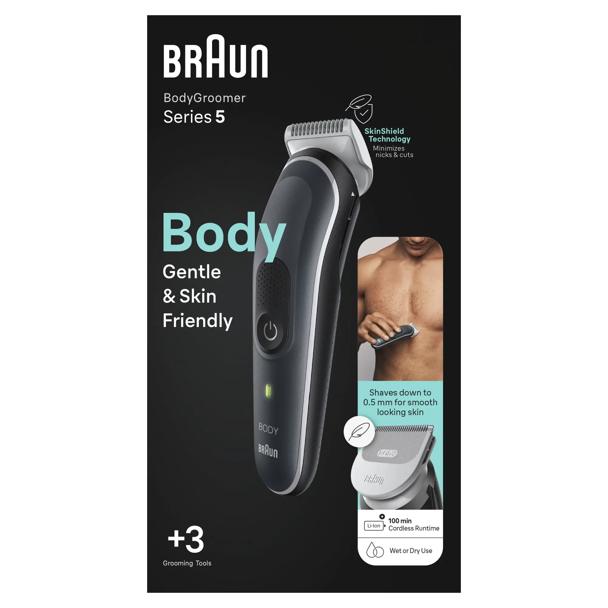 BodyGroomer BG5340 Negro, Plata
