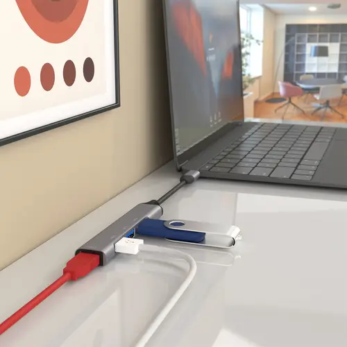 Hub USB 3.1 USB-C, Tipo C/M - 4x Tipo A/H, Gris, 10 cm - Imagen 5