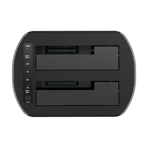Estacion de Docking de Doble Bahia ASDS-D03B SATA 2.5/3.5 a USB 3.0/3.1 Gen1, Clone, Negra - Imagen 3