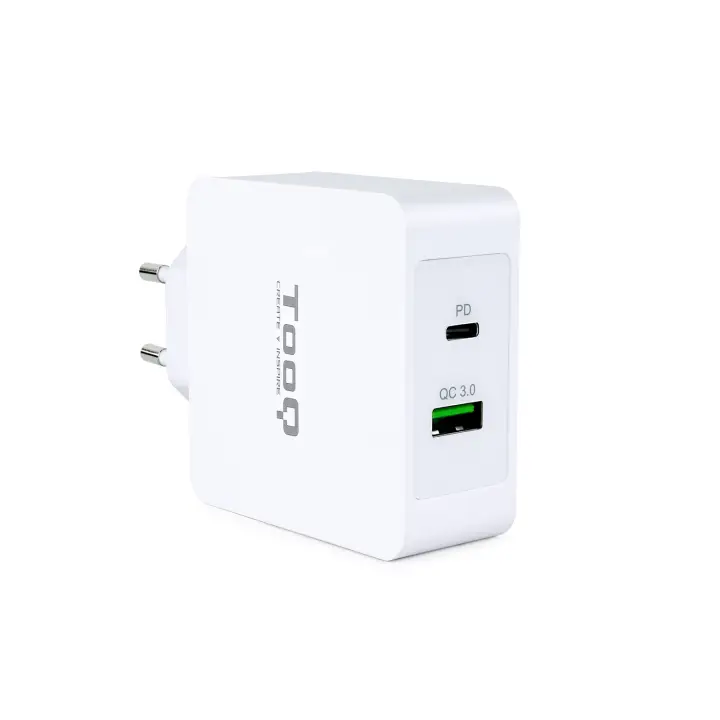 Cargador de Pared doble puerto USB-C PD + USB A QC3.0, 48W