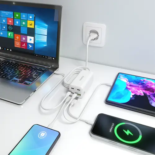 Cargador Sobremesa GaN 100W, 3x USB-C PD3.0 QC4.0 QC5.0, 1x USB-A QC3.0, Blanco - Imagen 6