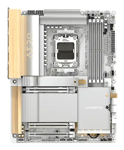 X870E AERO X3D WOOD Placa Base - Compatible con procesadores AMD Ryzen 9000, VRM digital de 16+2+2 fases, hasta 9000Hz DDR5 (O.C.), 2xPCIe 5.0 + 2xPCIe 4.0, Wi-Fi 7, LAN 5GbE, USB 4 - Imagen 2