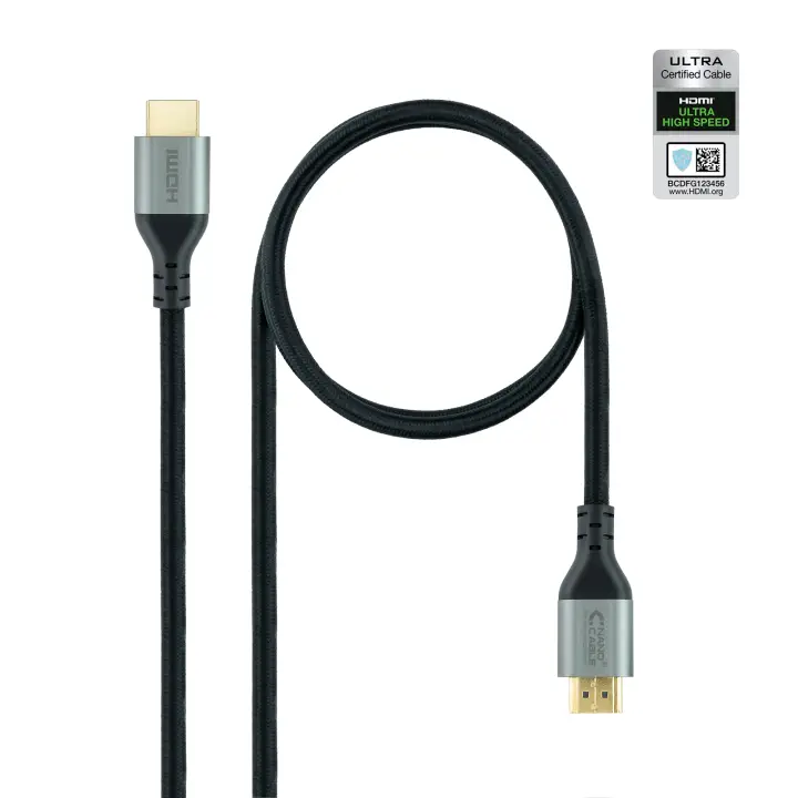 Cable HDMI 2.1 Certificado ULTRA HIGH SPEED A/M-A/M, Negro, 1 m