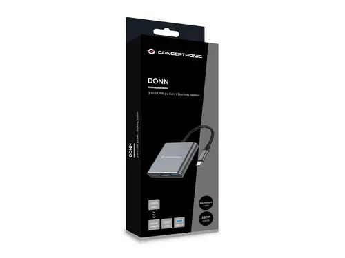DONN18G base para portátil y replicador de puertos Alámbrico USB 3.2 Gen 1 (3.1 Gen 1) Type-C Gris - Imagen 11