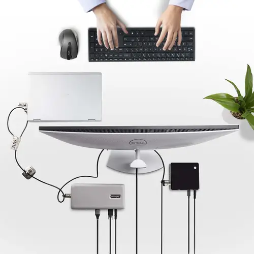 Juego de Candado para Ordenador de Sobremesa o Portátil y Periféricos - Cable de 3m de Acero - Candado Antirrobo - K-Slot - para 3 Dispositivos - Candado de Combinación - Imagen 7
