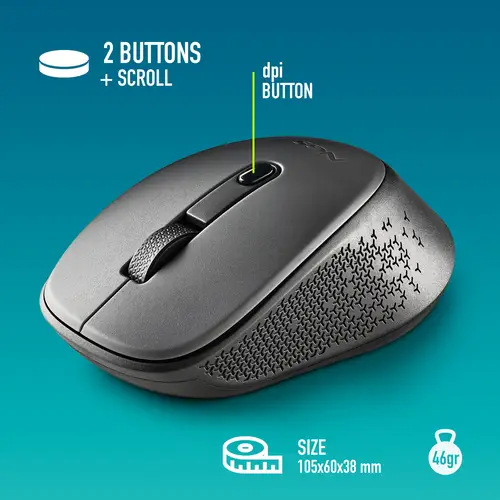 DEW ratón Oficina Ambidextro RF inalámbrico Óptico 1600 DPI - Imagen 5